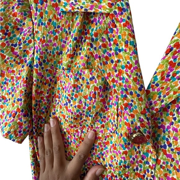 Oscar de la Renta Multicolor Button-Up Midi Dress - Picture 4 of 16